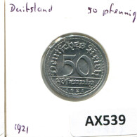 50 PFENNIG 1921 F ALEMANIA Moneda GERMANY #AX539.E.A - 50 Renten- & 50 Reichspfennig