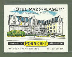 CARTON PUB HOTEL MAZY PLAGE PORNICHET 44 LOIRE ATLANTIQUE - Cartoncini Da Visita