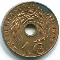 1 CENT 1945 S NETHERLANDS EAST INDIES INDONESIA Bronze Colonial Coin #S10409.U.A - Indie Olandesi
