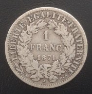 France - 1 Franc Cérès 1871 A - 1 Franc