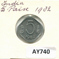 5 PAISE 1982 INDIA Moneda #AY740.E.A - Inde