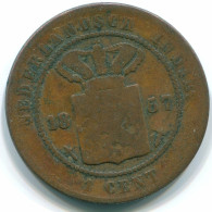 1 CENT 1857 INDIAS ORIENTALES DE LOS PAÍSES BAJOS INDONESIA Copper #S10039.E.A - Niederländisch-Indien
