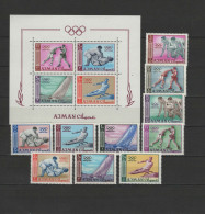 Ajman 1965 Olympic Games Tokyo, Boxing, Judo, Athletics Etc. Set Of 10 + S/s MNH - Sommer 1964: Tokio