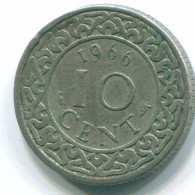 10 CENTS 1966 SURINAME NEERLANDÉS NETHERLANDS Nickel Colonial Moneda #S13255.E.A - Suriname 1975 - ...