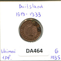 1 RENTENPFENNIG 1935 G ALLEMAGNE Pièce GERMANY #DA464.2.F.A - 1 Reichspfennig