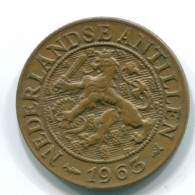 1 CENT 1963 ANTILLAS NEERLANDESAS Bronze Fish Colonial Moneda #S11088.E.A - Antille Olandesi
