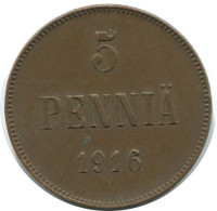 5 PENNIA 1916 FINLAND Coin RUSSIA EMPIRE #AB273.5.U.A - Finlande