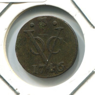 1746 UTRECHT VOC DUIT NEERLANDÉS NETHERLANDS Colonial Moneda #VOC1638.10.E.A - Niederländisch-Indien