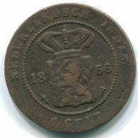 1 CENT 1856 INDES ORIENTALES NÉERLANDAISES INDONÉSIE INDONESIA Copper Colonial Pièce #S10021.F.A - Nederlands-Indië