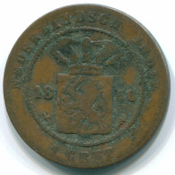 1 CENT 1856 INDES ORIENTALES NÉERLANDAISES INDONÉSIE INDONESIA Copper Colonial Pièce #S10014.F.A - Indes Néerlandaises