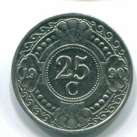 25 CENTS 1990 ANTILLAS NEERLANDESAS Nickel Colonial Moneda #S11256.E.A - Nederlandse Antillen