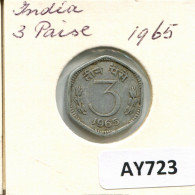 3 PAISE 1965 INDIA Coin #AY723.U.A - India