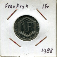 1 FRANC 1988 FRANKREICH FRANCE Münze CHARLES DE GAULLE #AM581.D.A - 1 Franc