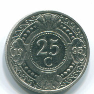 25 CENTS 1993 NIEDERLÄNDISCHE ANTILLEN Nickel Koloniale Münze #S11288.D.A - Nederlandse Antillen
