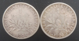 France - Lot 1 Franc Semeuse 1904 Et 1905 - 1 Franc
