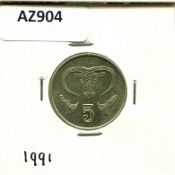 5 CENTS 1991 CHIPRE CYPRUS Moneda #AZ904.E.A - Cipro