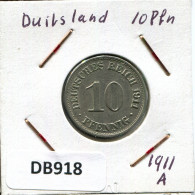 10 PFENNIG 1911 A ALLEMAGNE Pièce GERMANY #DB918.F.A - 10 Pfennig