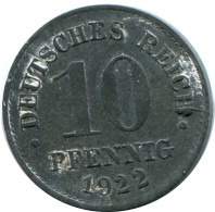 10 PFENNIG 1922 DEUTSCHLAND Münze GERMANY #DA773.D.A - 10 Renten- & 10 Reichspfennig