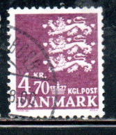 DANEMARK DANMARK DENMARK DANIMARCA 1979 1982 1981 SMALL STATE SEAL 4.70k USED USATO OBLITERE' - Used Stamps