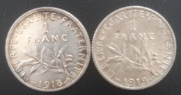 France - Lot 1 Franc Semeuse 1918 Et 1919 - 1 Franc