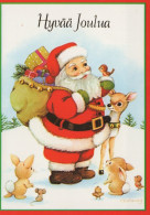 PAPÁ NOEL Animales NAVIDAD Fiesta Vintage Tarjeta Postal CPSM #PAK490.A - Santa Claus