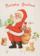 PÈRE NOËL Animaux NOËL Fêtes Voeux Vintage Carte Postale CPSM #PAK502.A - Santa Claus
