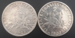 France - Lot 2 Francs Semeuse 1901 Et 1902 - 2 Francs