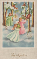 ANGELO Buon Anno Natale Vintage Cartolina CPSMPF #PAG839.A - Anges