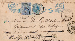 24 OCT 1894  Postblad G1 Zonder Randen Met Bijfrankering NVPH35 Van Utrecht Naar Bruxelles En Terug Naar Amsterdam - Postwaardestukken