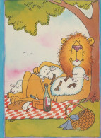 LEONE GRANDE GATTO Animale Vintage Cartolina CPSM #PAM013.A - Leeuwen