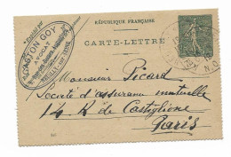 Carte Entier Postal -  Neuilly Sur Seine à Paris Départ- Type Semeuse Ligné Roty 15ct (n°130) N°469 - Otros & Sin Clasificación