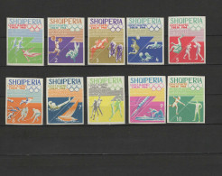 Albania 1964 Olympic Games Tokyo, Judo, Cycling, Football Soccer, Hockey, Fencing Etc. Set Of 10 Imperf. MNH - Ete 1964: Tokyo