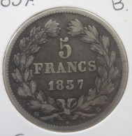 France - 5 Francs Louis Philippe 1837 B - Rouen - 5 Francs