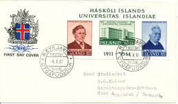 Iceland FDC 6-10-1961 50th Anniversary Of The University Of Iceland Minisheet With Cachet Sent To Germany - FDC