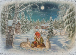 PÈRE NOËL Bonne Année Noël GNOME Vintage Carte Postale CPSM #PBL851.A - Santa Claus
