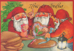 PAPÁ NOEL Feliz Año Navidad GNOMO Vintage Tarjeta Postal CPSM #PBL804.A - Santa Claus