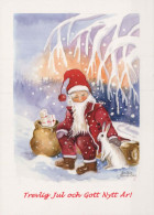 SANTA CLAUS Happy New Year Christmas GNOME Vintage Postcard CPSM #PBL653.A - Kerstman