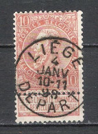 Belgique - COB N° 58 - Belle Oblitération "Liège Départ 1898" - 1893-1900 Fijne Baard