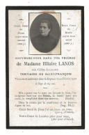 Décés  Faire Part  Madame Hilaire LANOS  Née Céline LECAUDEY  1910 à 69ans   (1740) - Décès