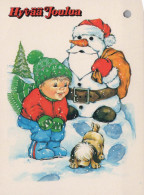 PAPÁ NOEL Feliz Año Navidad NIÑOS Animales Vintage Tarjeta Postal CPSM #PBS981.A - Kerstman