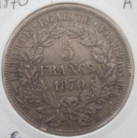 France - 5 Francs Cérès 1870 A - 1870-1871 Regering Van Nationale Verdediging