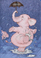 ELEFANTE Animale LENTICULAR 3D Vintage Cartolina CPSM #PAZ147.A - Elefantes