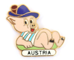 Pin's AUSTRIA (Autriche) - Petit Cochon Allongé  - N240 - Animals
