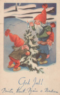 BABBO NATALE Buon Anno Natale GNOME Vintage Cartolina CPSMPF #PKD407.A - Kerstman