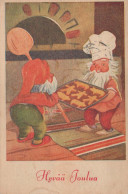 BABBO NATALE Buon Anno Natale GNOME Vintage Cartolina CPSMPF #PKD237.A - Santa Claus