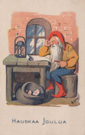 PAPÁ NOEL Feliz Año Navidad GNOMO Vintage Tarjeta Postal CPSMPF #PKD106.A - Santa Claus