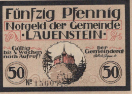 50 PFENNIG 1921 Stadt LAUENSTEIN Bavaria UNC DEUTSCHLAND Notgeld Banknote #PC040 - [11] Local Banknote Issues