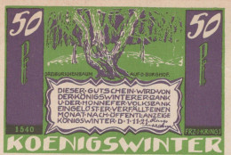 50 PFENNIG 1921 Stadt KoNIGSWINTER Rhine UNC DEUTSCHLAND Notgeld Banknote #PI641 - [11] Local Banknote Issues