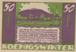 50 PFENNIG 1921 Stadt KoNIGSWINTER Rhine DEUTSCHLAND Notgeld Banknote #PF862 - [11] Local Banknote Issues