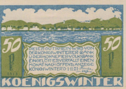50 PFENNIG 1921 Stadt KoNIGSWINTER Rhine DEUTSCHLAND Notgeld Banknote #PF866 - [11] Local Banknote Issues